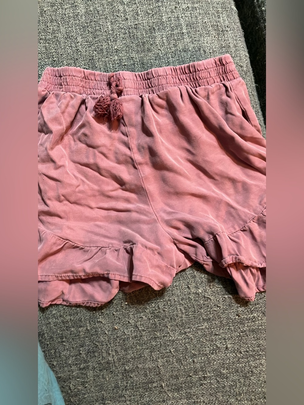 Girls Pink Ruffle Hem Elastic Waist Shorts